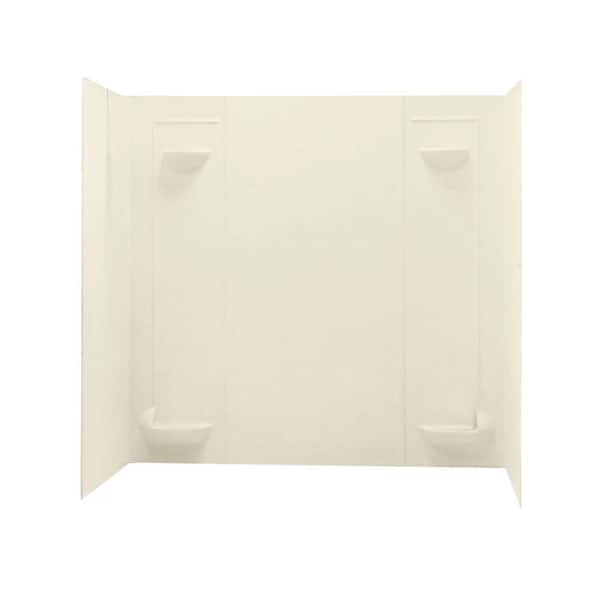 Swan 30 in. x 60 in. x 57 in. 5-Piece Easy Up Adhesive Alcove Tub Surround in Bone