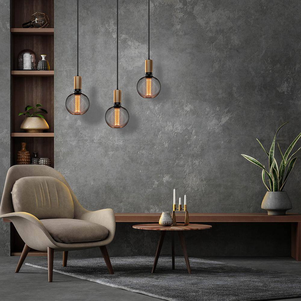Warm Black Globe LED Bulb with Metal Cage