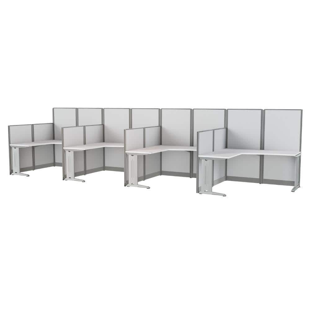 Instant Office 63"H x 129"W 4 Person L-Shaped Cubicle Panel Workstation, Pure White