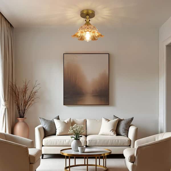 Merbotin BeamHaven 1-Light Semi-Flush Mount Vintage Ceiling Lights
