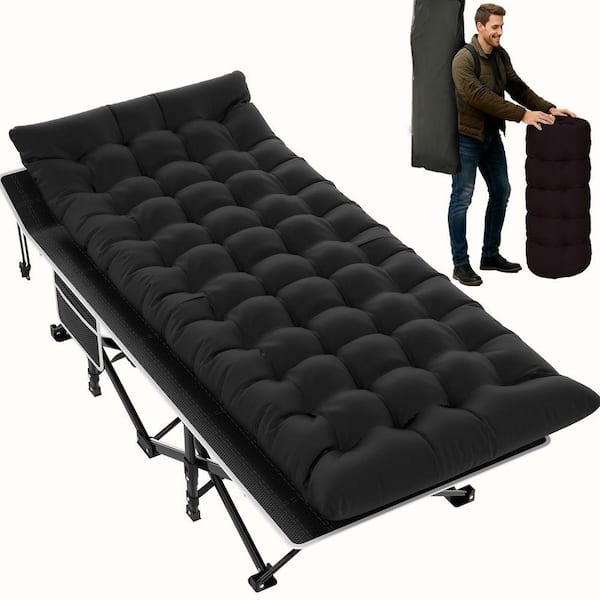 800 lbs. Heavy-Duty Folding Camping Cot, 1200D Dual-Layer Fabric, 10-Leg Steel Support, Rapid Fold