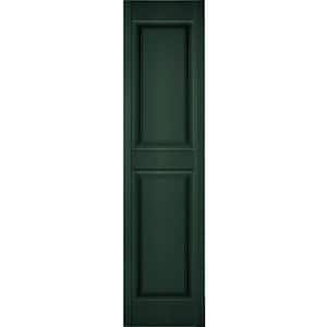 12 in. x 60 in. Lifetime Vinyl TailorMade 2 Equal Raised Panel Shutters Pair Midnight Green