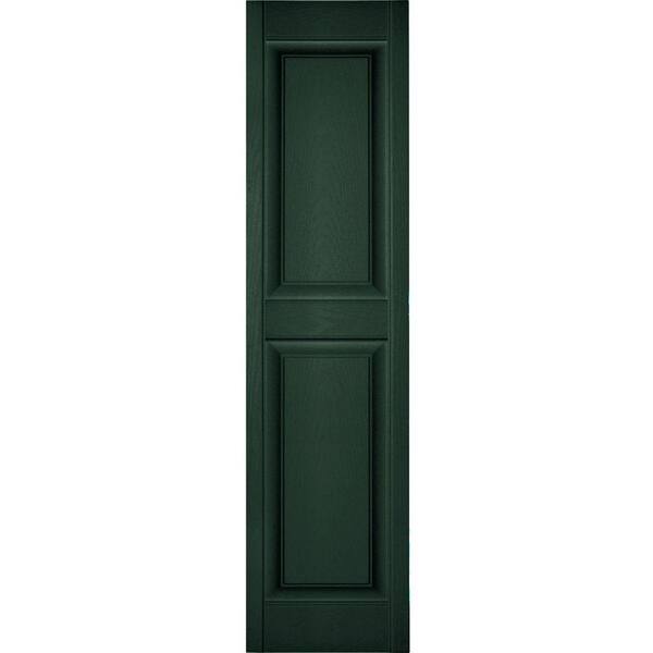 Ekena Millwork 14-1/2 in. x 44 in. Lifetime Vinyl TailorMade Two Equal Raised Panel Shutters Pair Midnight Green