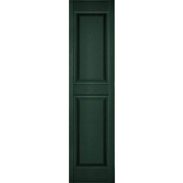 Ekena Millwork 18 in. x 30 in. Lifetime Vinyl Custom 2 Equal Raised Panel Shutters Pair Midnight Green