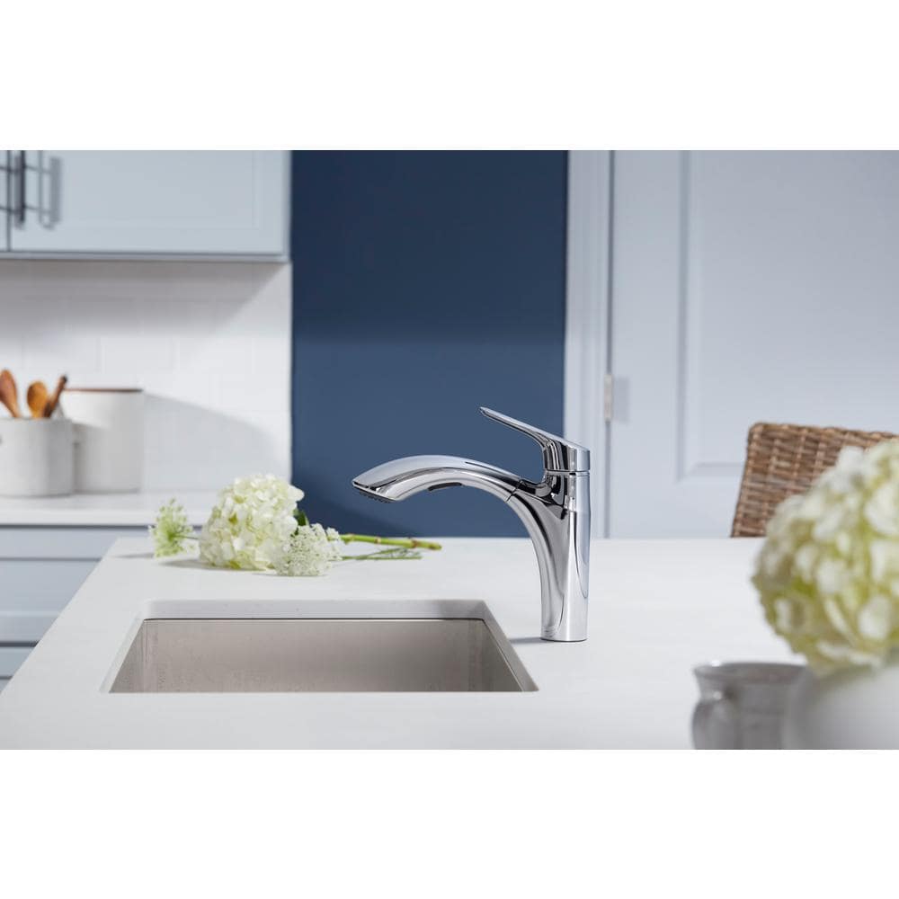 Polished Chrome Single-Handle Pull-Out Kitchen Faucet