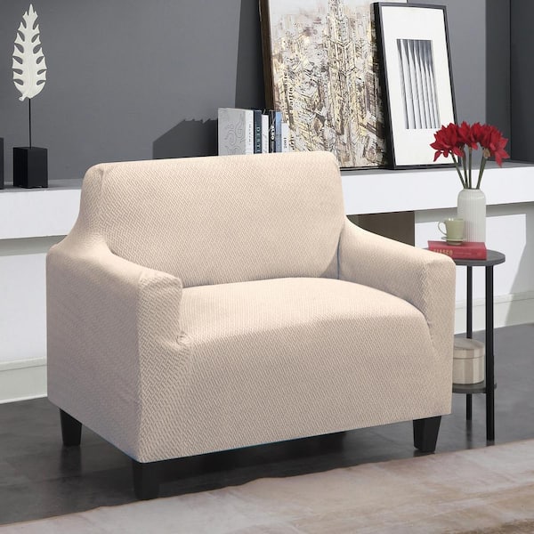 Beige Microfiber Super Stretch Water Resistant Loveseat Slipcover