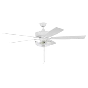 Super Pro-101 60 in. Indoor Dual Mount White Ceiling Fan with Optional LED Clear Bowl Light Kit