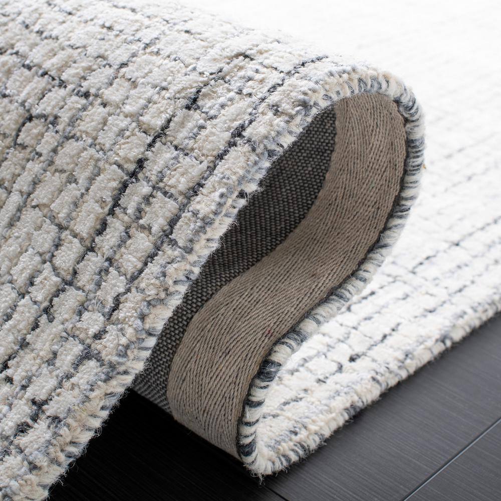 Ivory and Grey Abstract Hand-Tufted Wool Area Rug, 8' x 10'