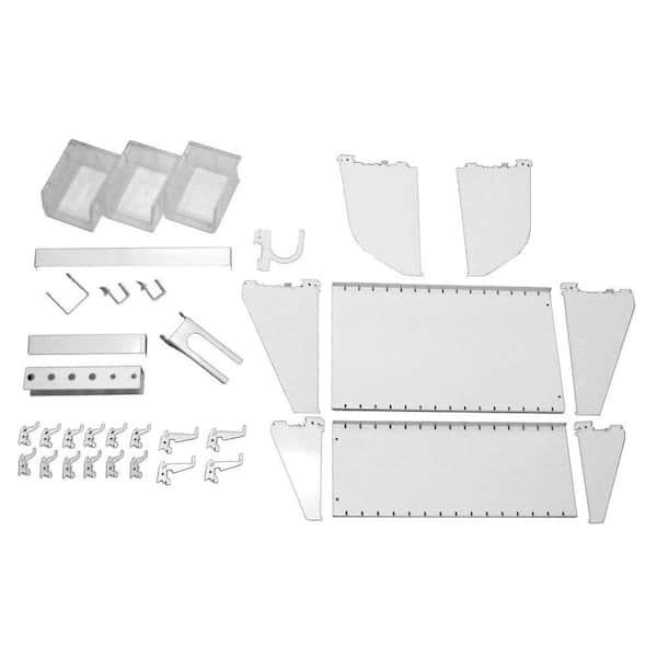 Wall Control 1 in. Vertical White Slotted Metal Pegboard Workstation Accessory Kit