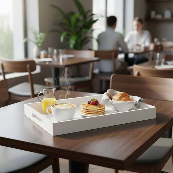 12 in. x 16 in. Spill Proof White Acrylic Serving Tray with