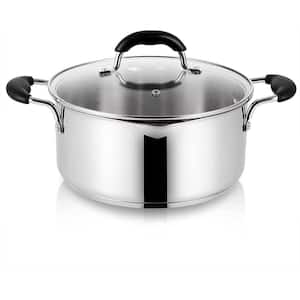 5 Qt. Stainless Steel Aluminum Nonstick Stock Pot in Stainless Steel with Lid