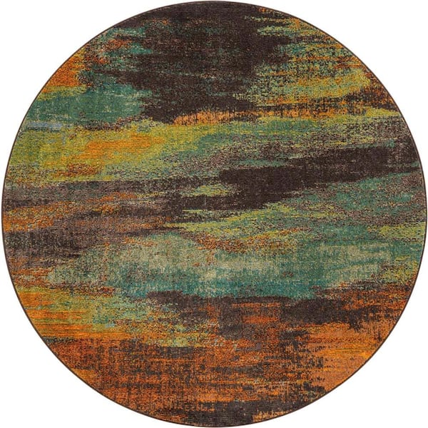 Unique Loom Jardin Lilly Multi 6' 0 x 6' 0 Round Rug