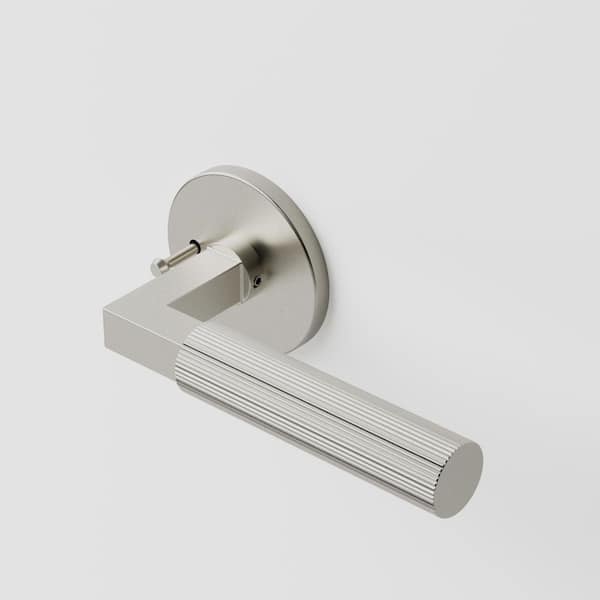 Mila Satin Nickel Modern Bed/Bath, Hall/Closet Interior Door Handle, Round Plate and Concealed Screws (Privacy/Passage)