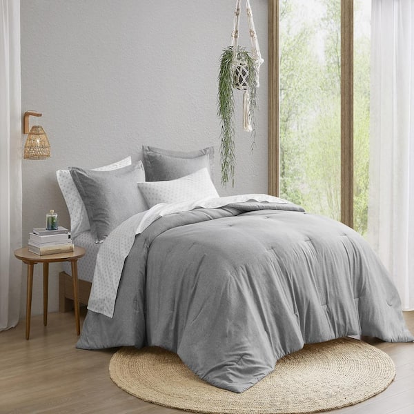 Camden 5-Piece Gray Microfiber Twin/Twin XL Comforter Set with Bed Sheets