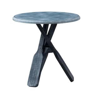 Marlin Grey with Blue Wood Top Side Table and Oar Style Base