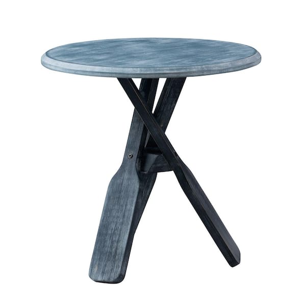Marlin 22 in. Gray Round Wood End Table with Oar Base
