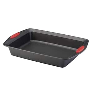 Yum-o! Nonstick Bakeware Oven Lovin Rectangle Cake Pan, 9-Inch by 13-Inch, Gray with Red Handles