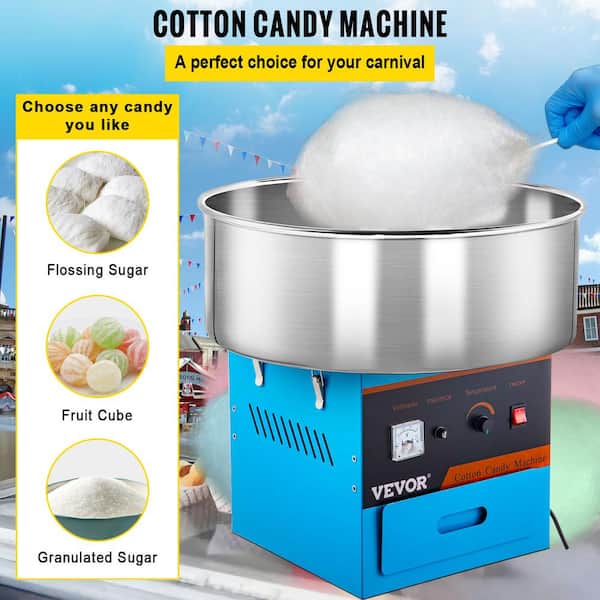 Electric Cotton Candy Machine Blue Floss Maker Party Commercial With Cover 