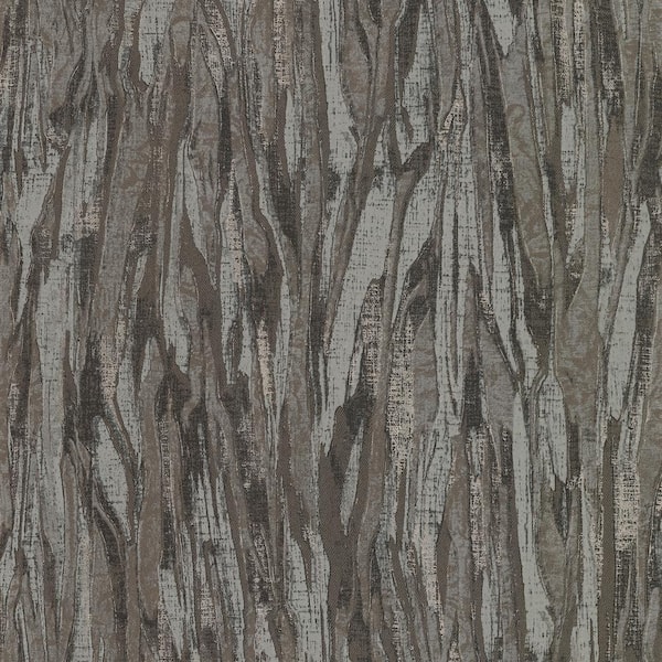 A-Street Prints Suna Charcoal Woodgrain Non Woven Paper Non-Pasted Textured Metallic Wallpaper