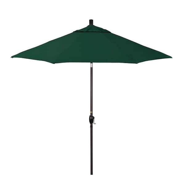 California Umbrella 9 ft. Bronze Aluminum Market Patio Umbrella with Crank Lift and Push-Button Tilt in Forest Green Pacifica Premium