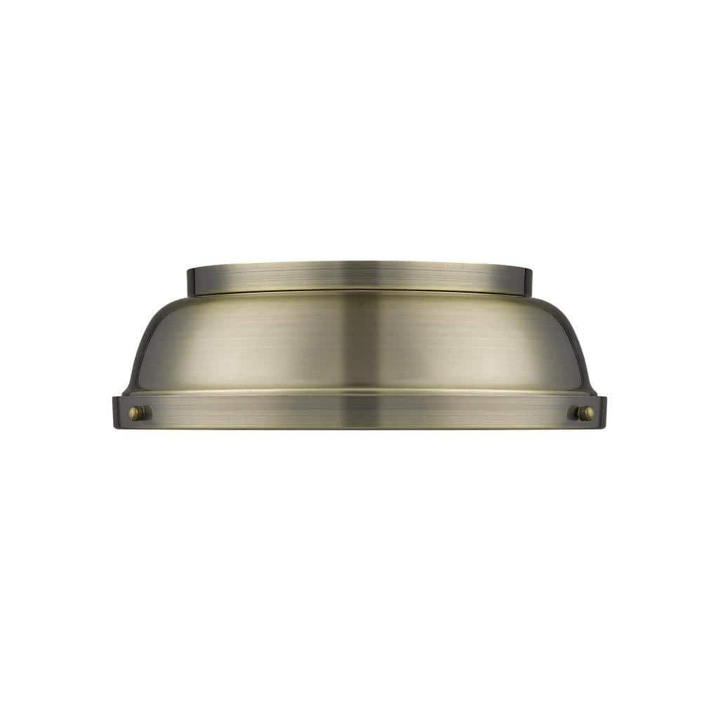Aged Brass 14" Transitional Indoor/Outdoor Flush Mount Light