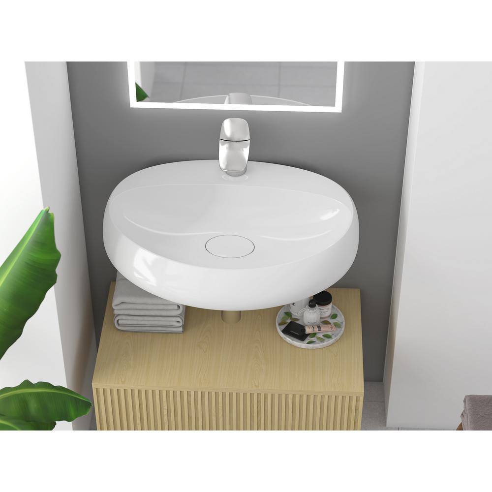 Rosaria 24" Glossy White Ceramic Oval Wall-Mount Sink