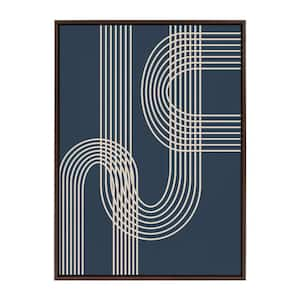 Sylvie Lines in Blue 38 in. x 28 in. by Apricot + Birch (Beth Vassalo) Framed Canvas Wall Art