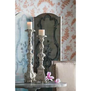 24.5 in. Magnesia Distressed White Candle Holder