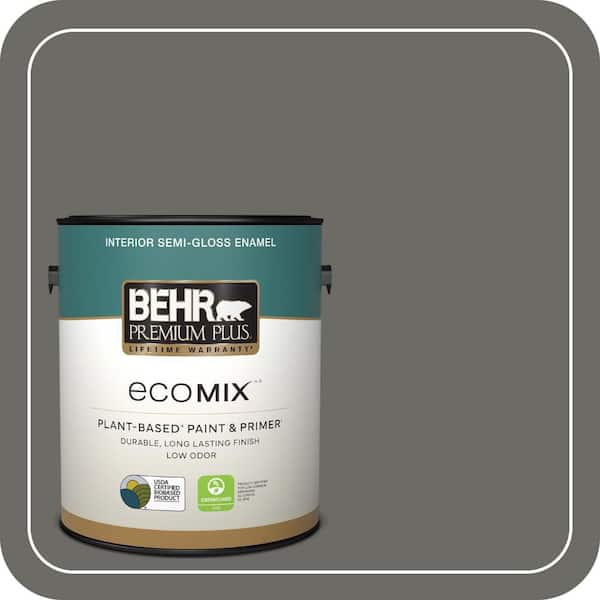 1 gal. #PPU18-18 Mined Coal Semi-Gloss Enamel EcoMix Plant-Based Interior Paint & Primer