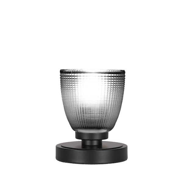 Unbranded Quincy 6.5 in. Matte Black Accent Lamp with Glass Shade