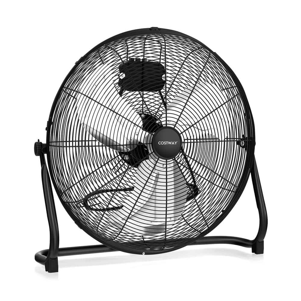 Costway 24.5 in. High Velocity Floor Fan Portable Pivoting Fan with 3-Powerful Speeds in Black