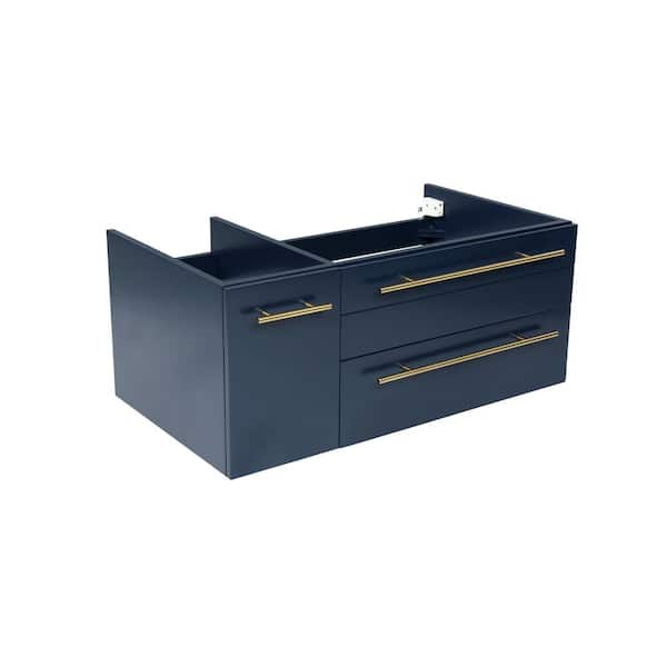 Fresca Lucera 35 in. Wall Mount Single Bath Vanity Cabinet without Top in Royal Blue - Undermount Right Sink Compatible