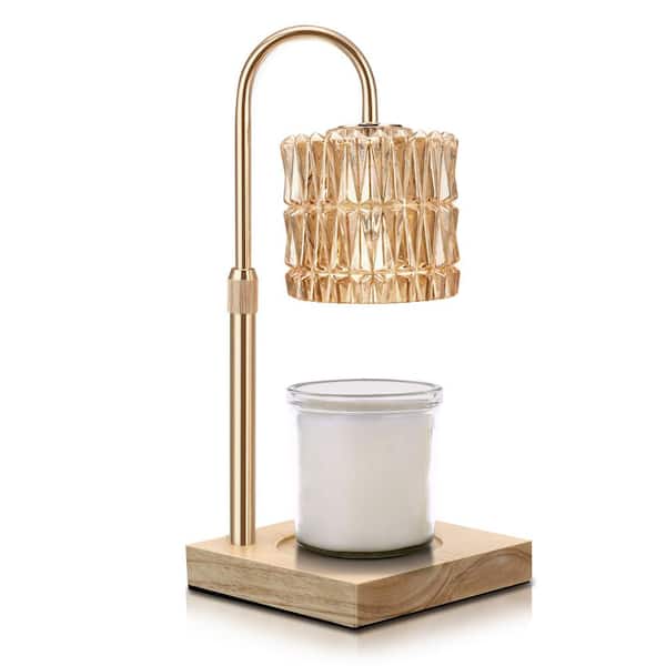 Briignite 12 in. Gold Gooseneck Round Wax Melting Lamp with Light Bulbs, Safe and Flameless