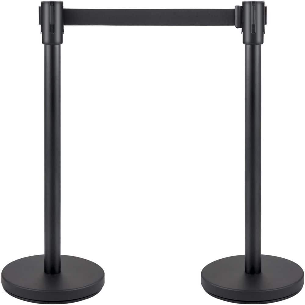Crowd Control Stanchion Set of 4-Piece Stanchion Set Stanchion Set with 6.6 ft. /2 m Black Retractable Belt Black price history on PriceWatchPro