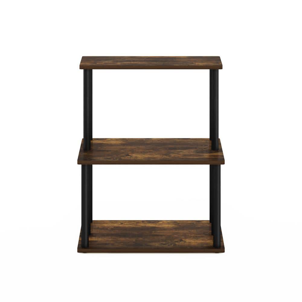 Amber Pine and Black 3-Tier Kitchen Storage Cart with Shelves