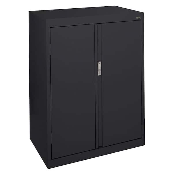 Sandusky System Series 30 in. W x 42 in. H x 18 in. D Counter Height Storage Cabinet with Fixed Shelves in Black