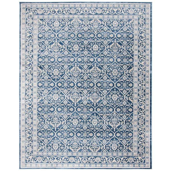 SAFAVIEH Brentwood Navy/Light Gray 12 ft. x 18 ft. Geometric Floral ...