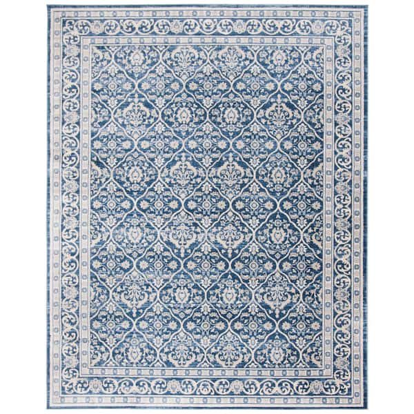 SAFAVIEH Brentwood Navy/Light Gray 8 ft. x 10 ft. Geometric Floral Border Area Rug