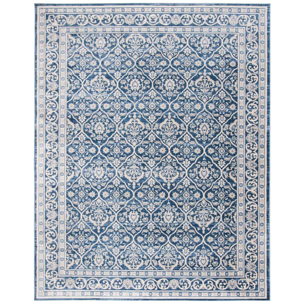 Brentwood Navy/Light Gray 9 ft. x 12 ft. Geometric Floral Border Area Rug price history on PriceWatchPro