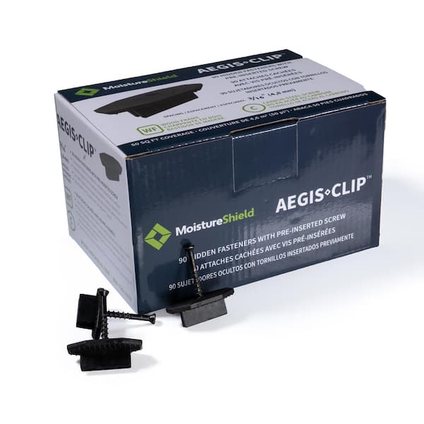 MoistureShield Hidden Fastener Box Aegis Clip WF-(Includes Screws) Black (90 pcs) 50 Sq Ft