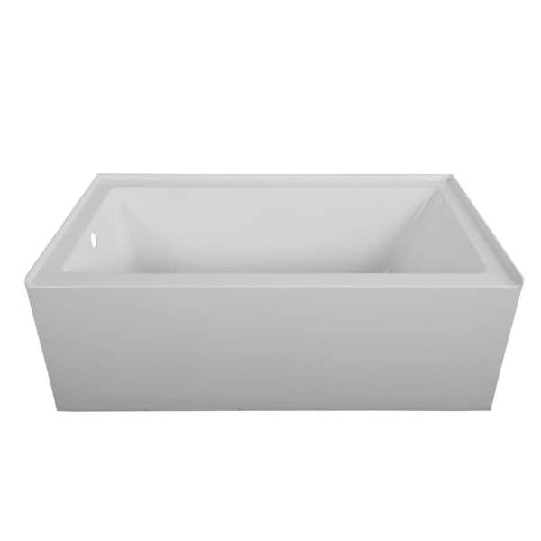 CASAINC 59 in. LeftHand Acrylic Center Drain Rectangular Alcove