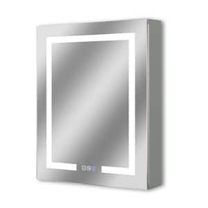 Glare 24 in. W x 30 in. H Rectangular Aluminum Recessed/Surface Mount Left Open Medicine Cabinet with Mirror LED