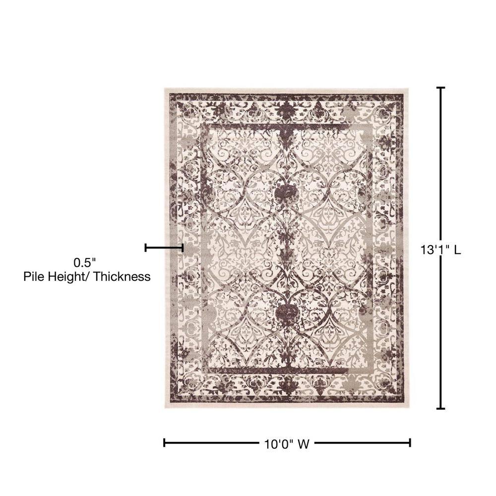 Beige and Brown Synthetic Stain-Resistant 10' x 13' Area Rug