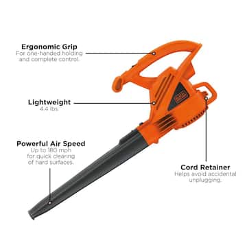 7 AMP 180 MPH 220 CFM Corded Electric Handheld Leaf Blower