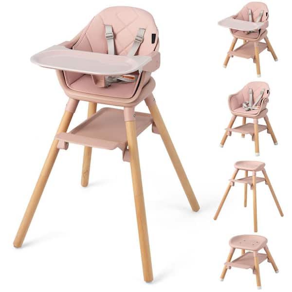 3 in 1 High Chairs for Babies and Toddlers, Eat and Grow Convertible Highchair with Foot Rest Pink