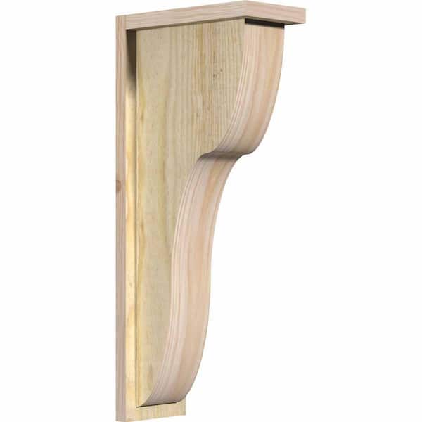 Ekena Millwork 6 in. x 12 in. x 28 in. Douglas Fir Carmel Rough Sawn Corbel with Backplate