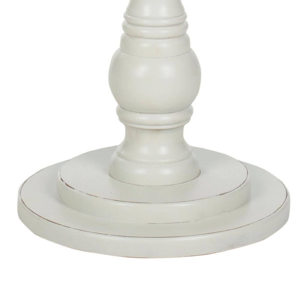Greta White Wood Round Accent Table