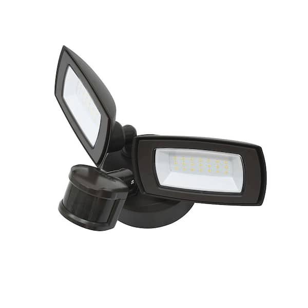 Commercial Electric 150W Equivalent Bronze Outdoor Integrated LED Twin Head  Motion-Activated Security Light, 3000 Lumens FSXD30-MS-4K-BZ - The Home  Depot