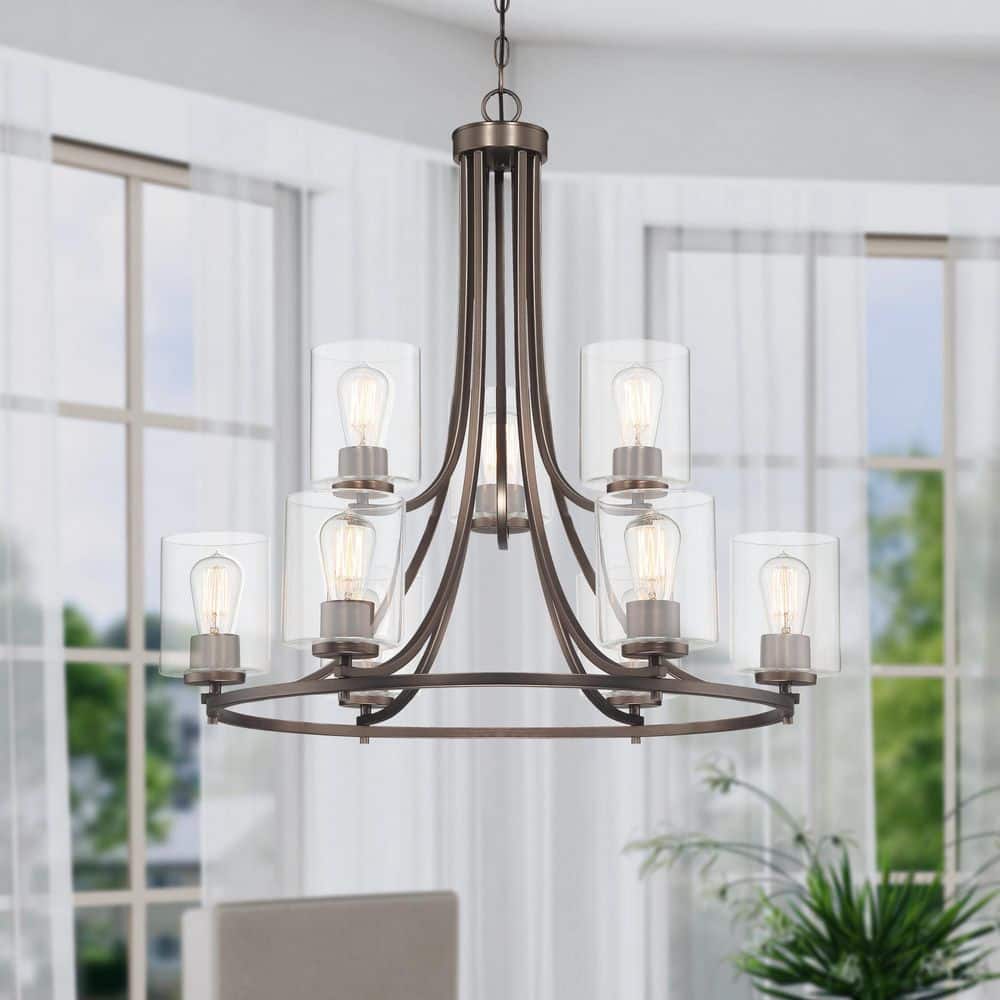 Designers Fountain Liam 9-Light Satin Copper Bronze Transitional Designers Fountain Liam 9-Light Satin Copper Bronze Transitional