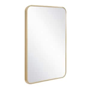 Isla 24 in. W x 36 in. H Rectangular Modern Metal Framed Wall Mounted Bathroom Vanity Mirror in Brushed Gold